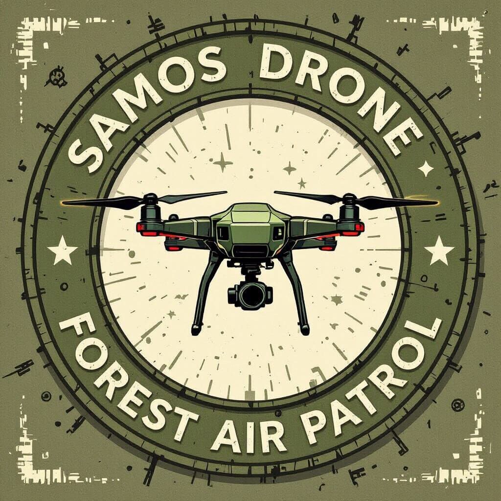 SAMOS DRONE Forest Air Patrol Patch in Digital Art Style