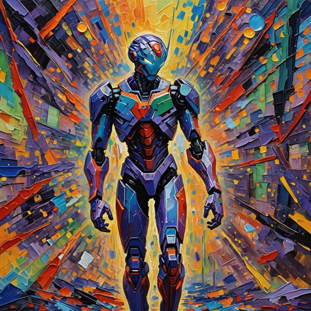 Neon Genesis Evangelion in Expressionist Oil Painting