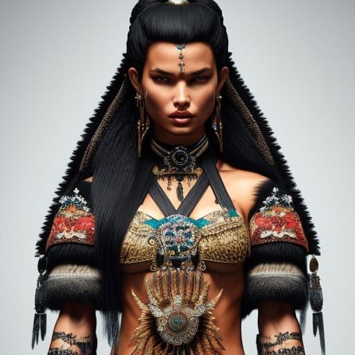 Adriana lima, mongolian shaman clothing, ritual, fame of thrones, fibonacci, sweat, intricate fashion clothing, insane, ...