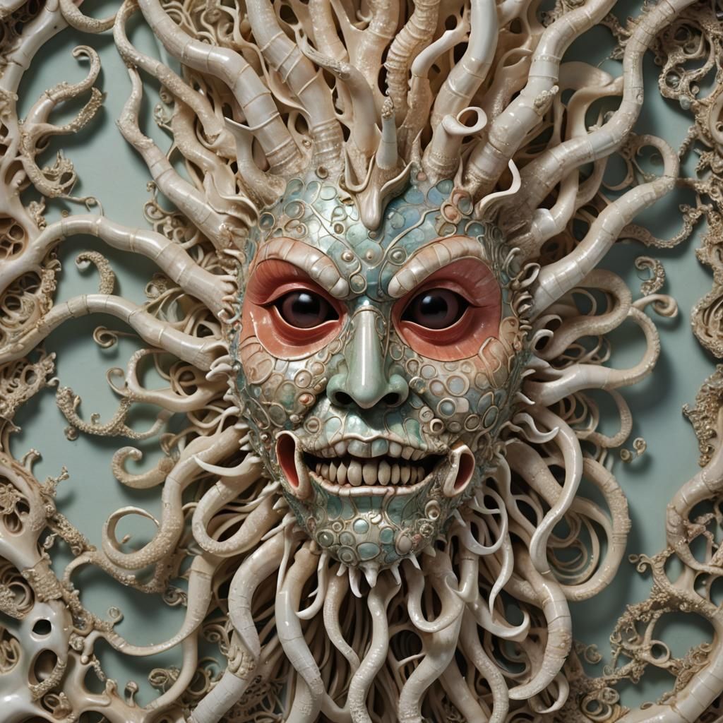 Sea Monster in Shell Mask: Iridescent Depths