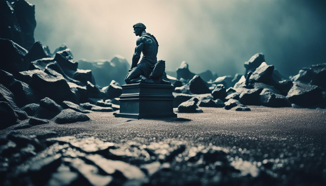 Dramatic Michelangelo Statue on Abstract Textured Background