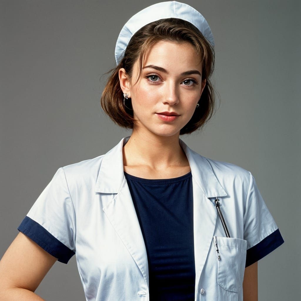 Alluring 1990s Era Nurse in Uniform