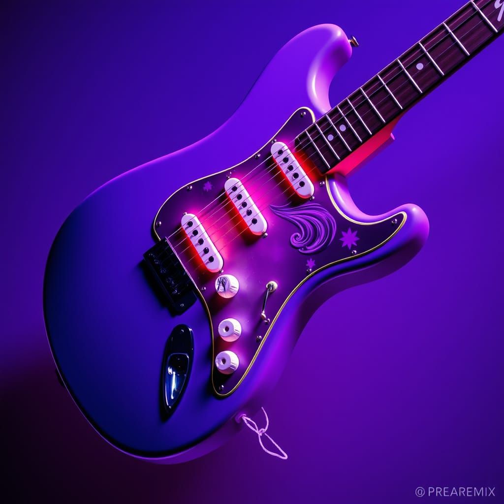 Purple Haze Fender Stratocaster with Psychedelic Rock Art