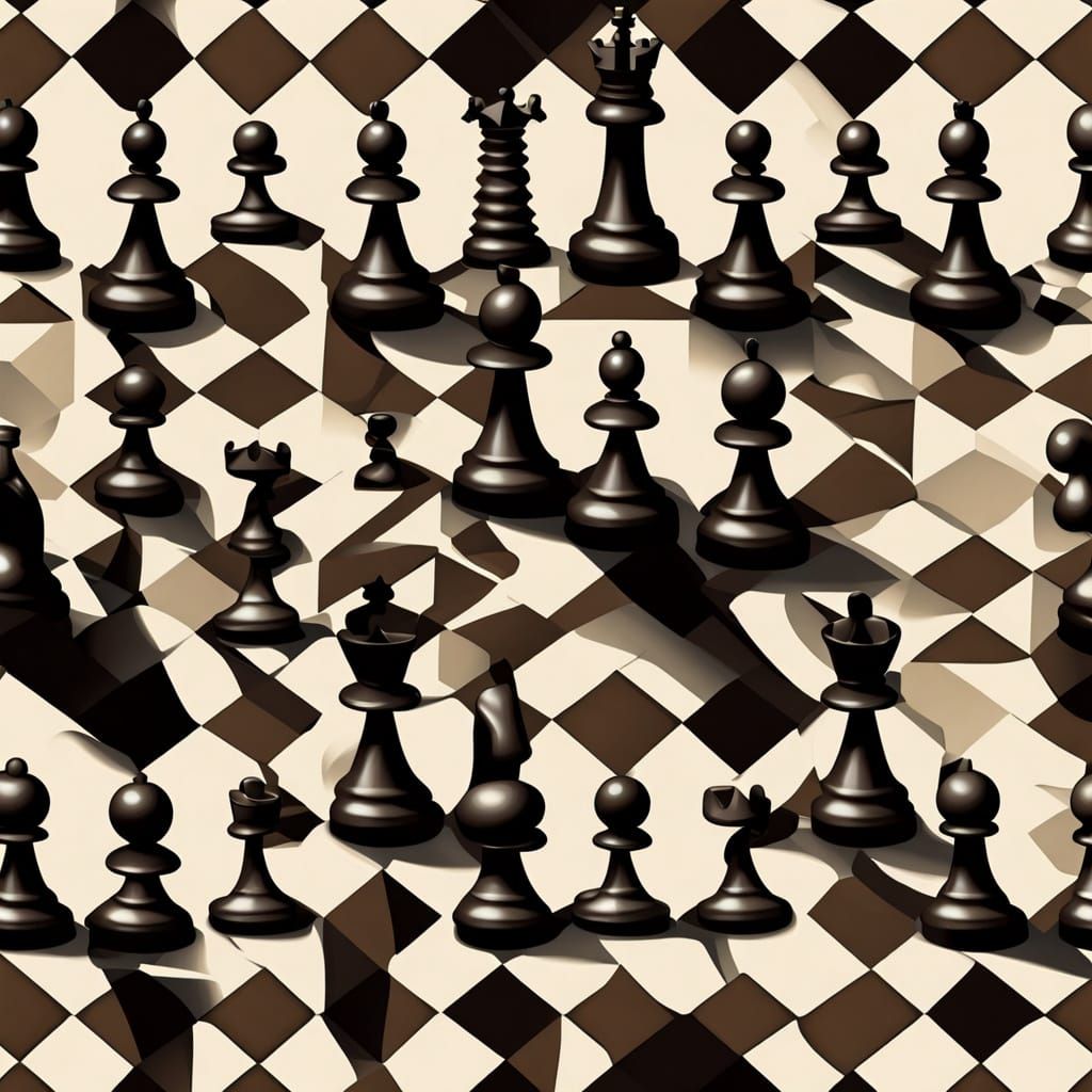 High-Contrast Chessboard Still Life in Dark Academia Style