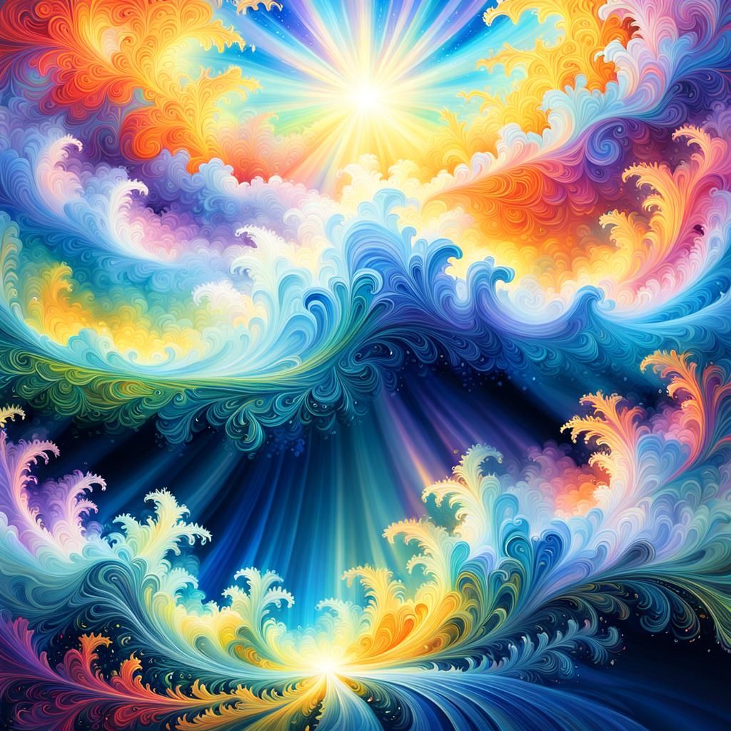 Ethereal Sunshine Beams in Neo-Impressionist Style