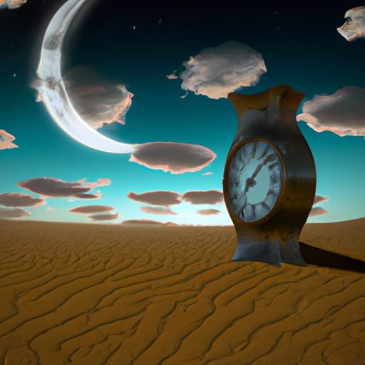Desert Clock Under Moonlight