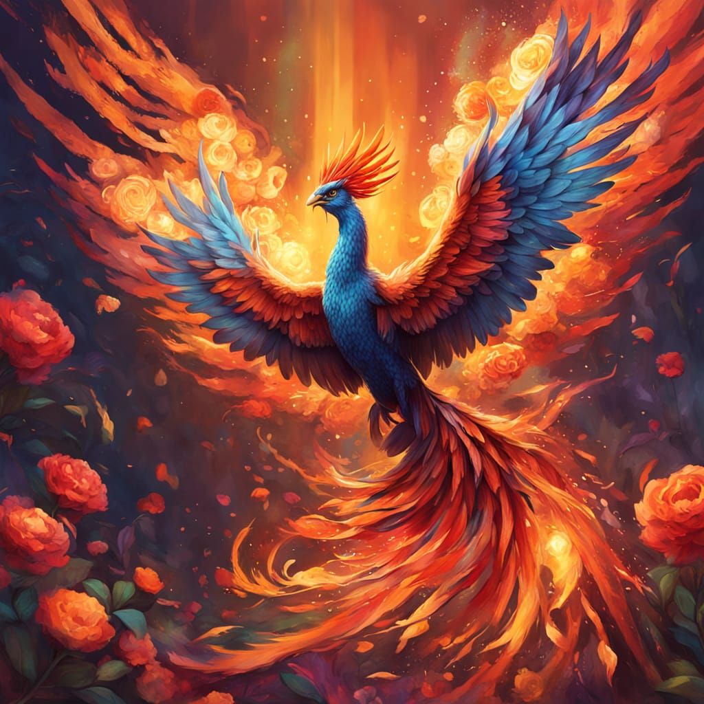 Phoenix Rises From Ashes With Blooming Flowers