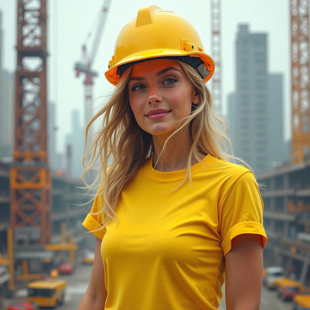 Lady Construction Worker in Gritty Photorealistic Style
