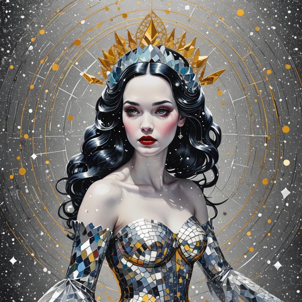 Snow White Space Mermaid in Pop Art Style