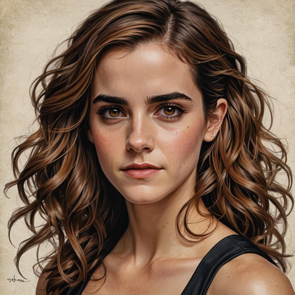 Ultra-Realistic Portrait of Emma Watson with Curly Hair