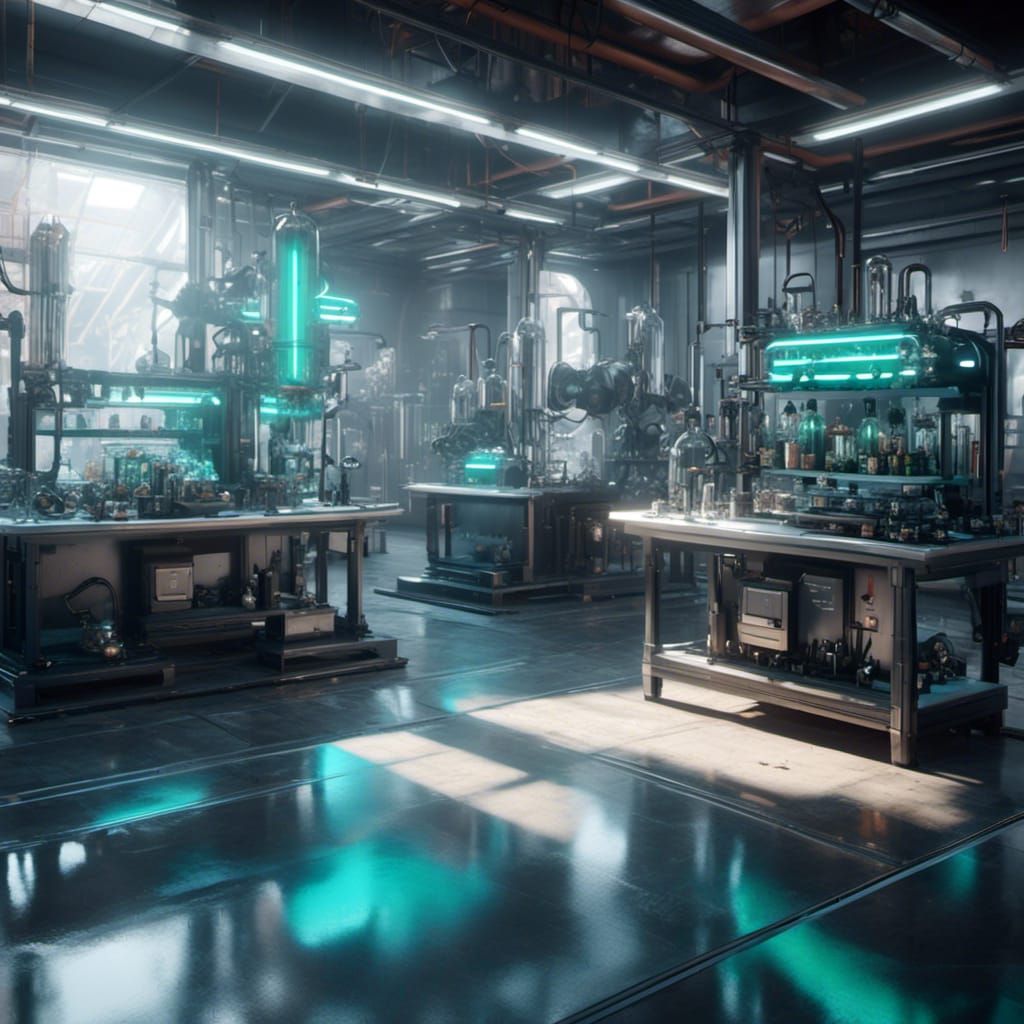 Realistic 3D Chemistry Lab in Modern Style