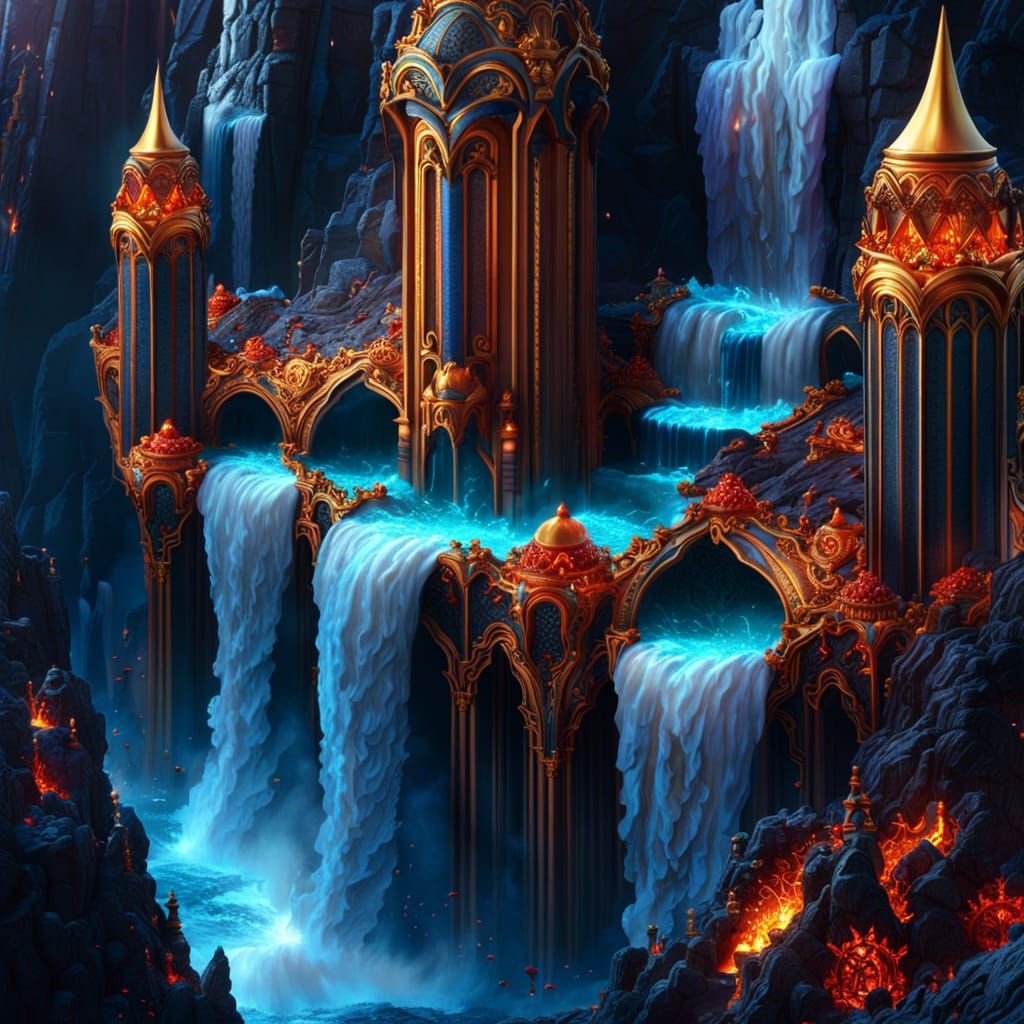 Atlantis with Gold Waterfalls and Diamond Columns