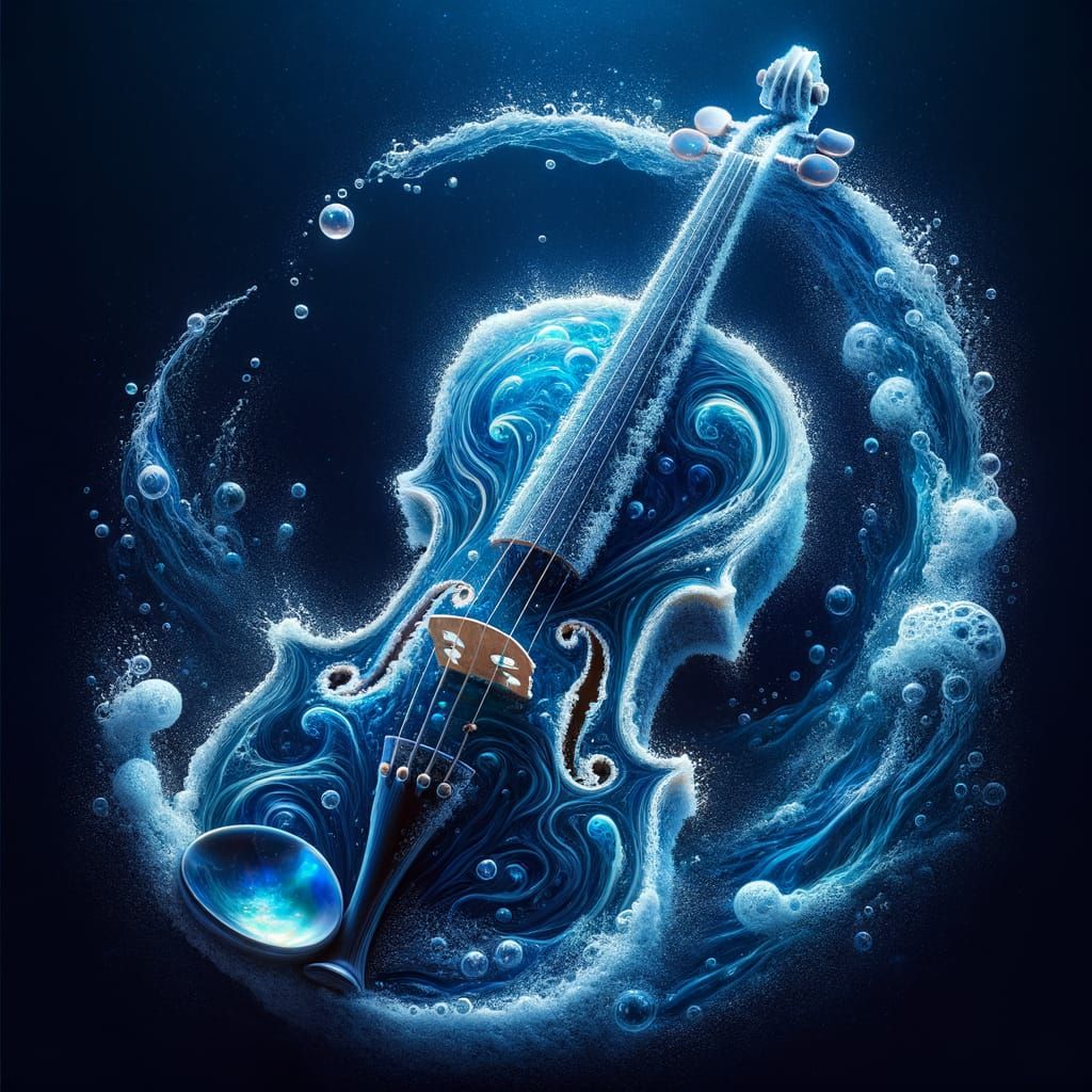Oceanic Violin Formed From Waves and Sea Foam