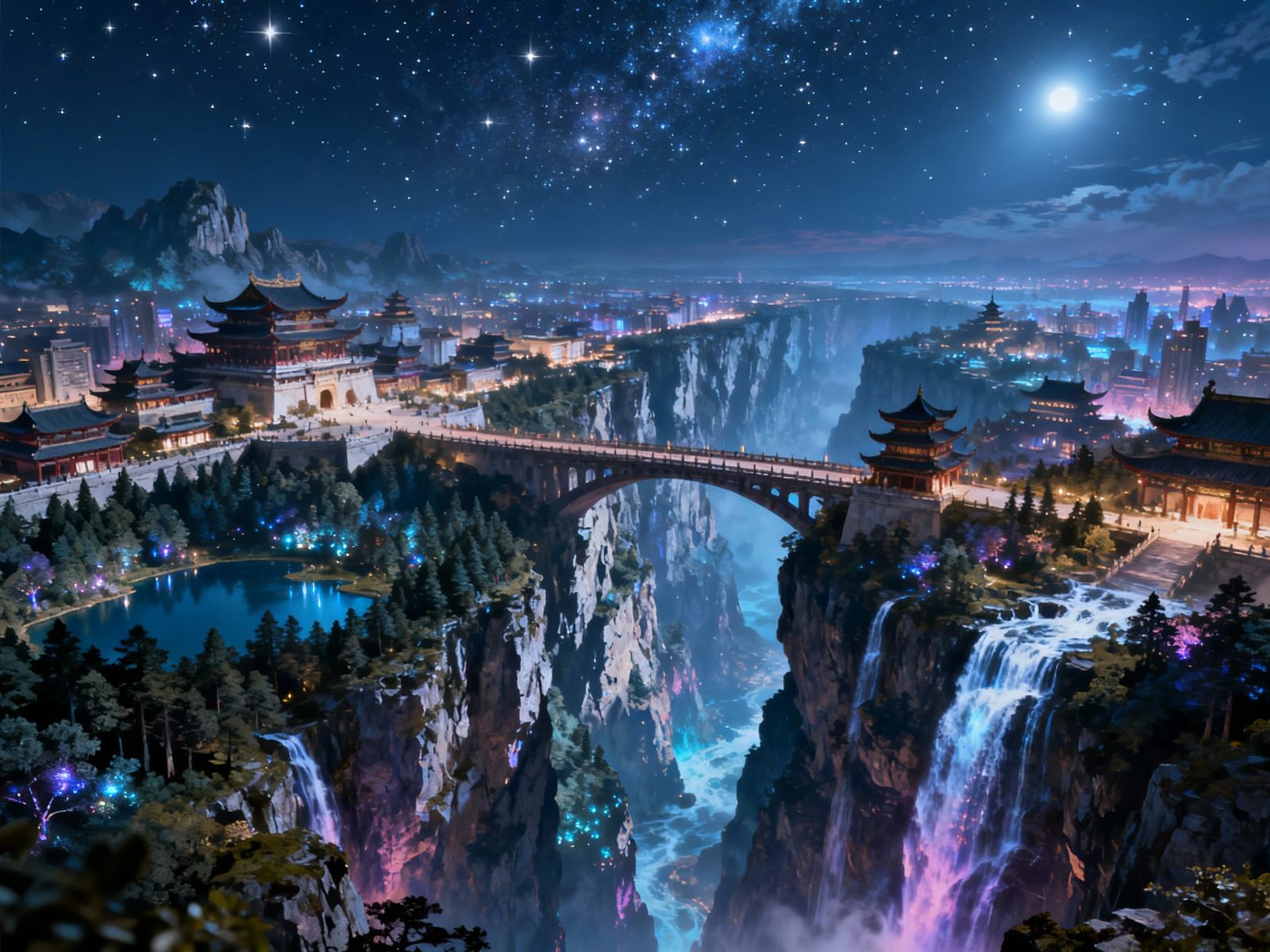 Chinese Fantasy City Overlooking Vast Abyss