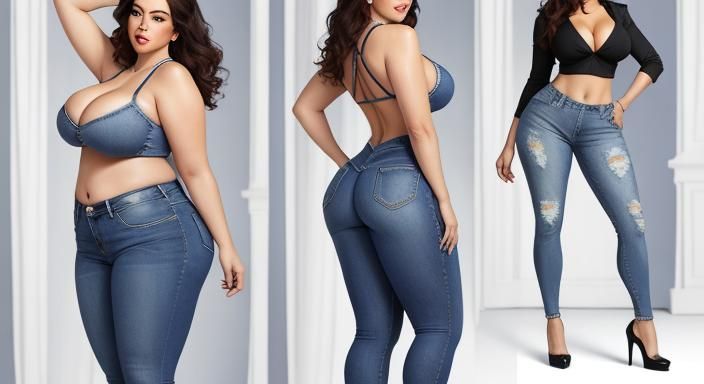 Curvy Woman in Jeans: Full Body Portrait