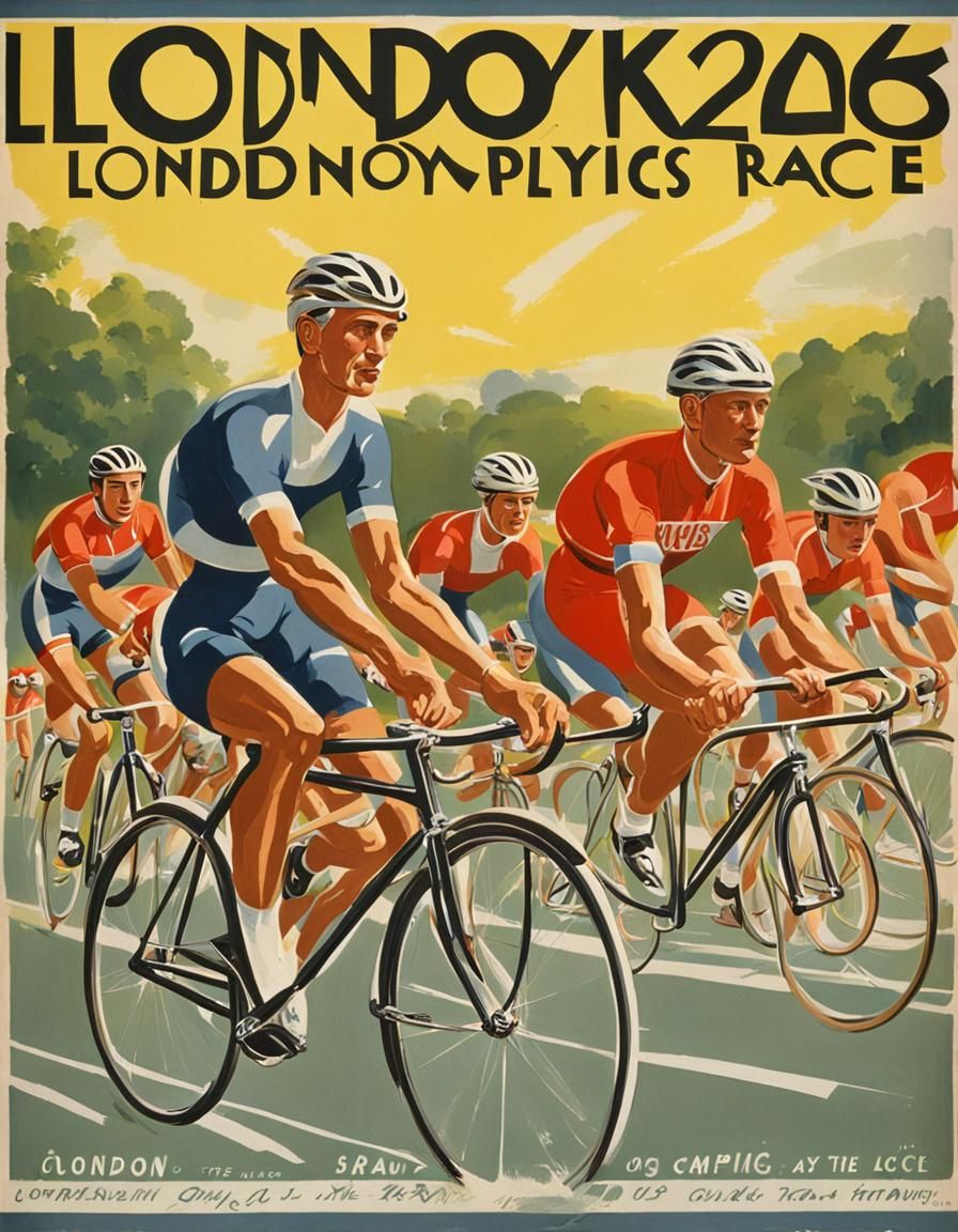 1948 London Olympics Cycle Race Poster Art