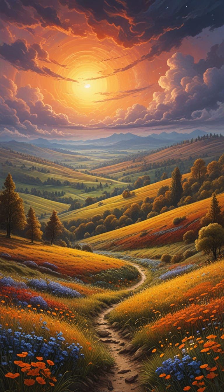 Ethereal Autumn Masterpiece in Vibrant Watercolor Style