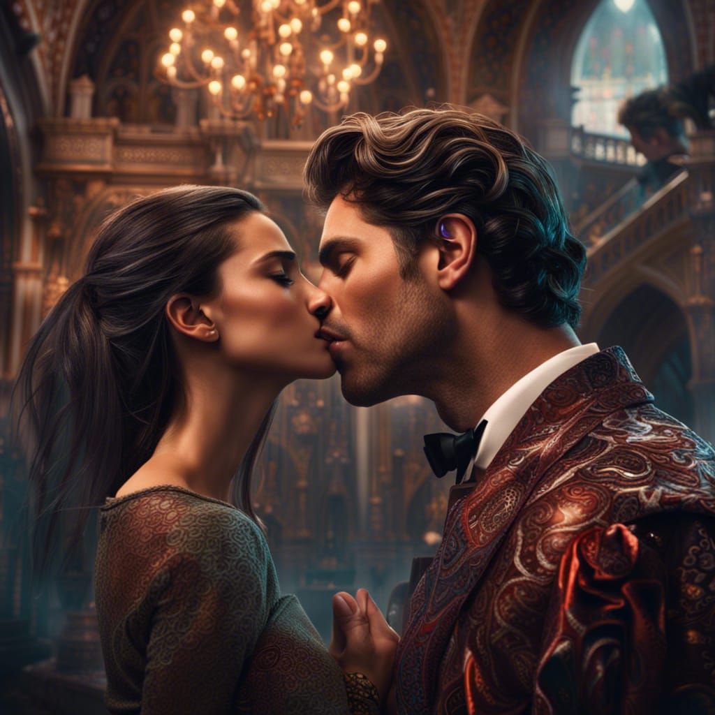 Romantic Kiss: Epic Cinematic Digital Painting