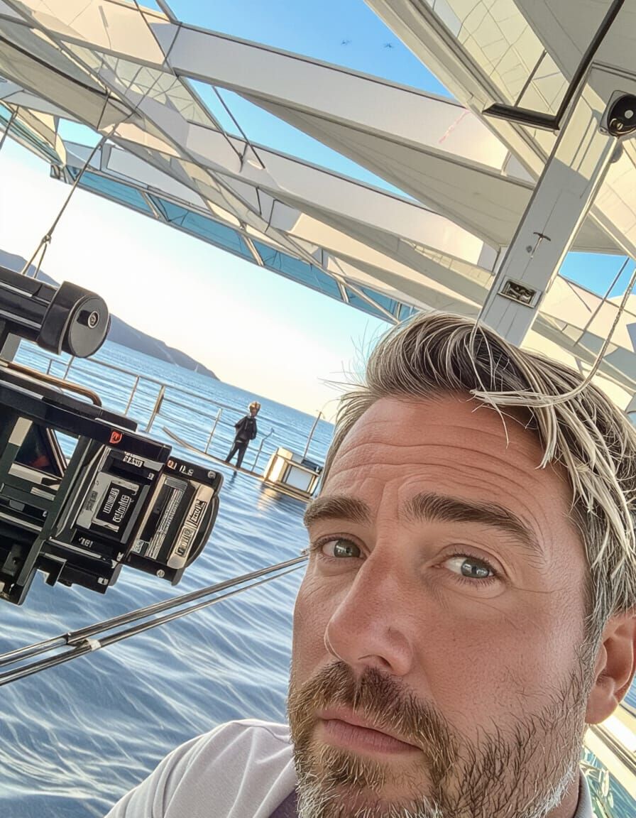 Person in Natural Light, Photorealistic Seascape