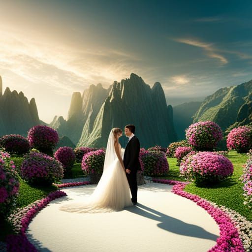 elaborate outdoor wedding, Epic cinematic brilliant stunning intricate meticulously detailed dramatic atmospheric maxima...