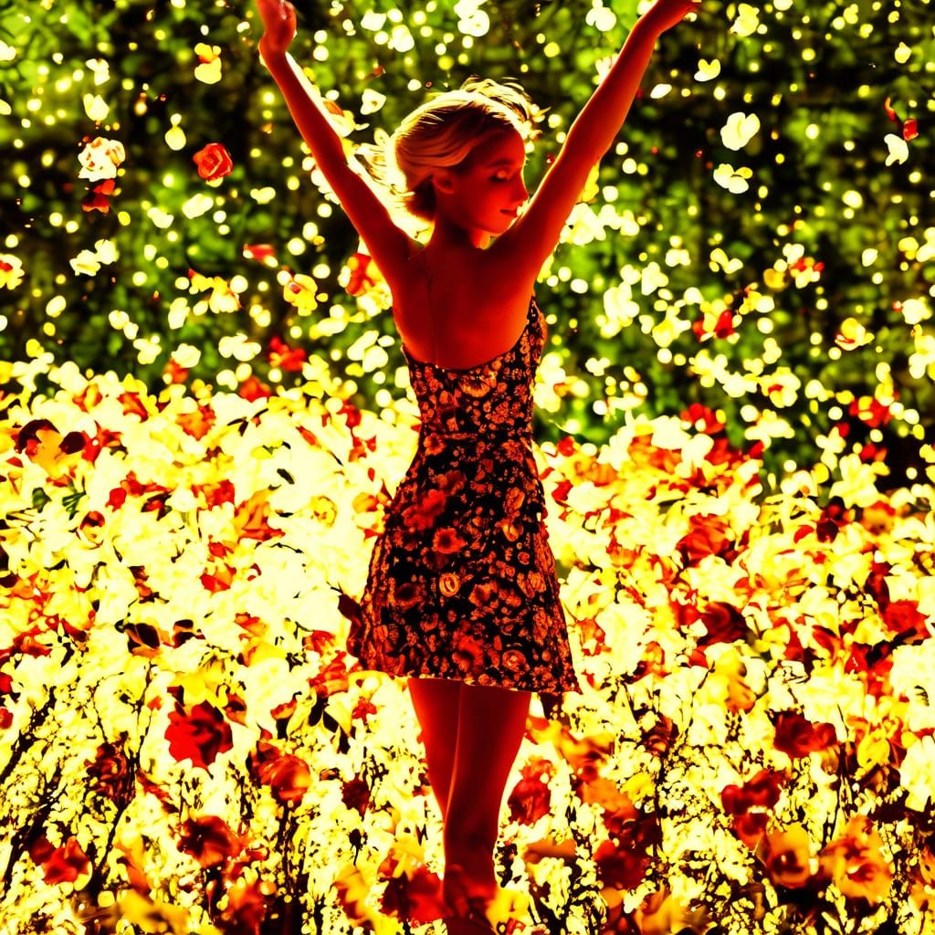 Pixar Style Girl Dancing in Sunlit Garden