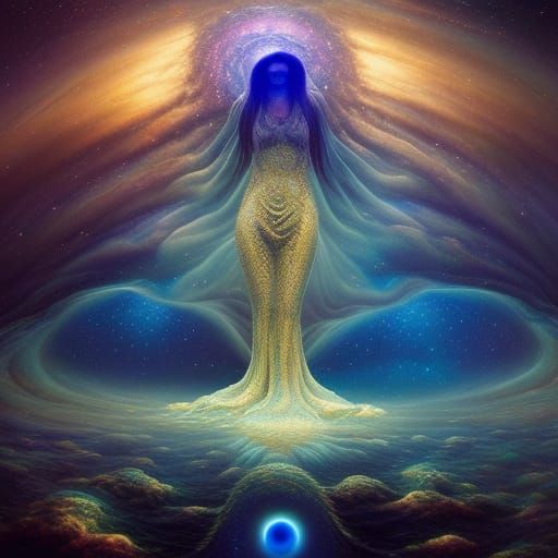 Celestial Goddess in Dreamscape of Infinity