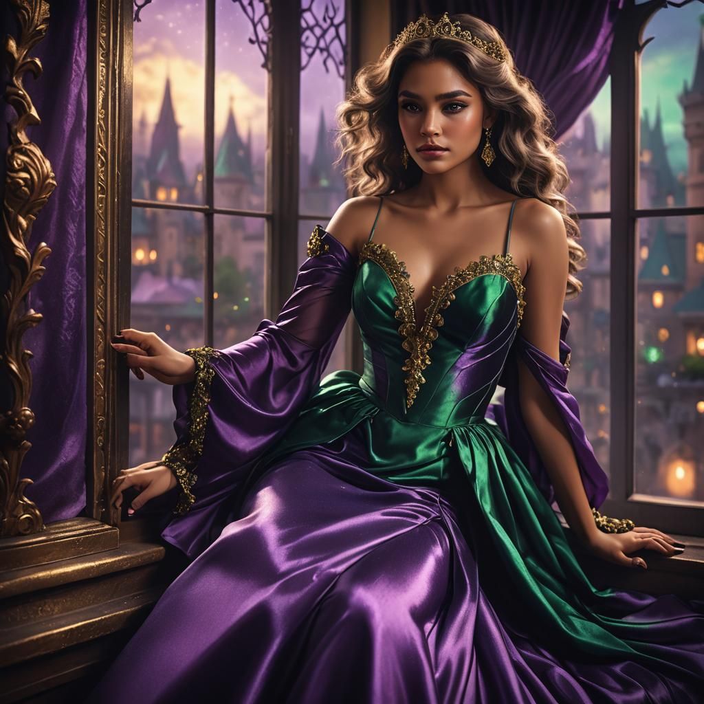 Glamorous Princess in Silk Gown Concept Art