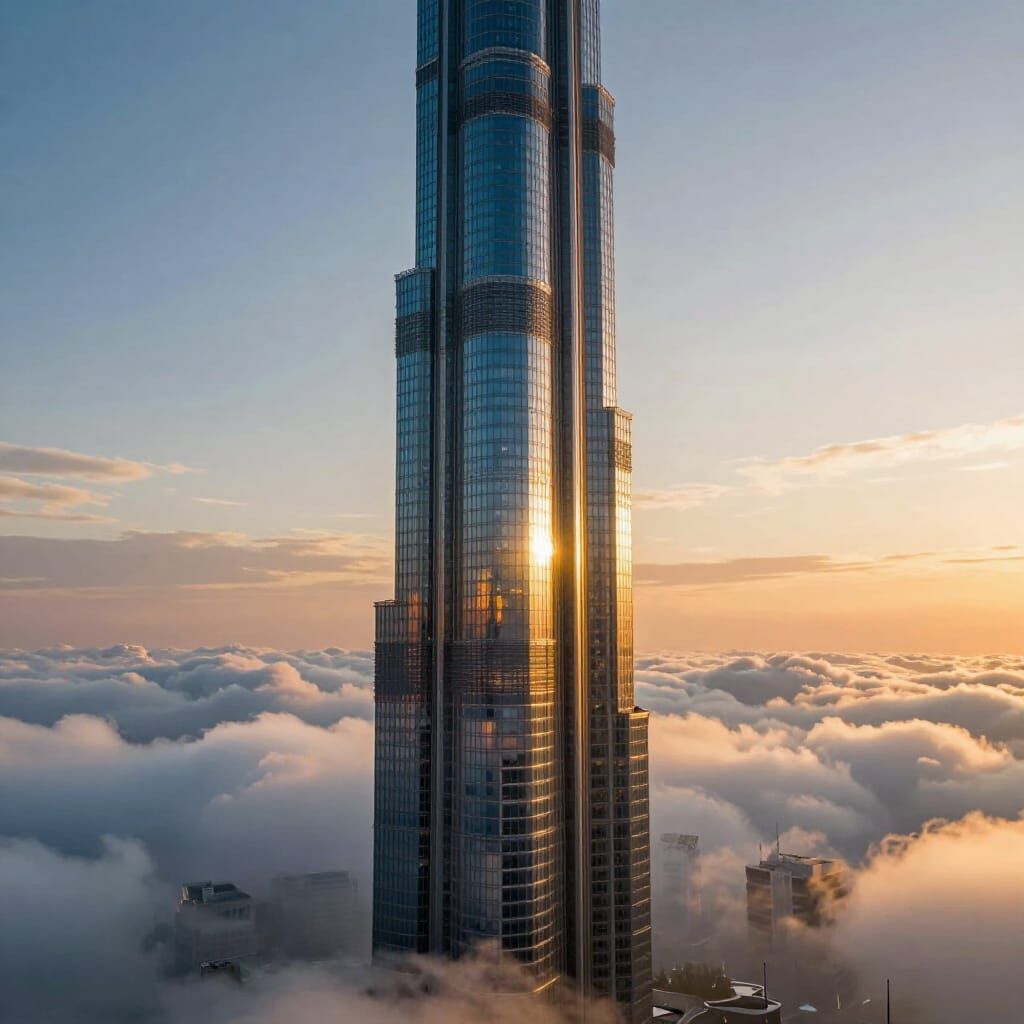 Futuristic Skyscraper in Golden Hour Light