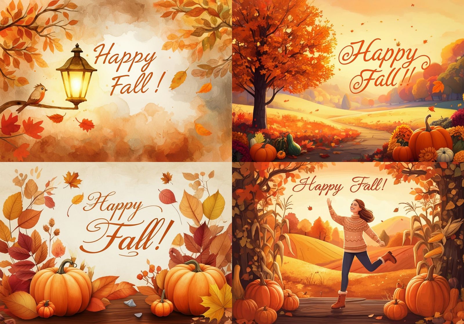 Whimsical Autumn Greeting Card with Fall Details