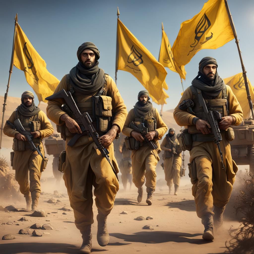 Modern Arabic Army with Yellow Flags