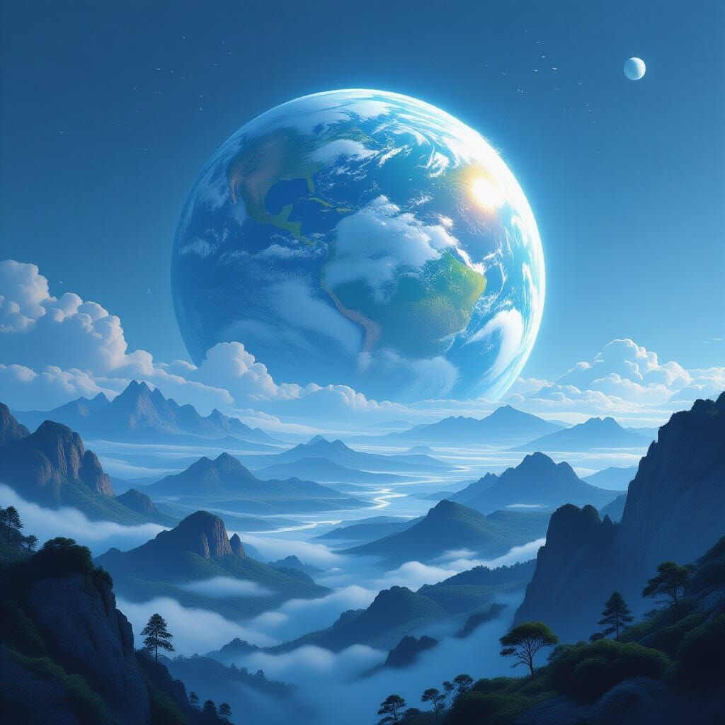 Vibrant Terrestrial Earth Inspired by Retro-Futurism