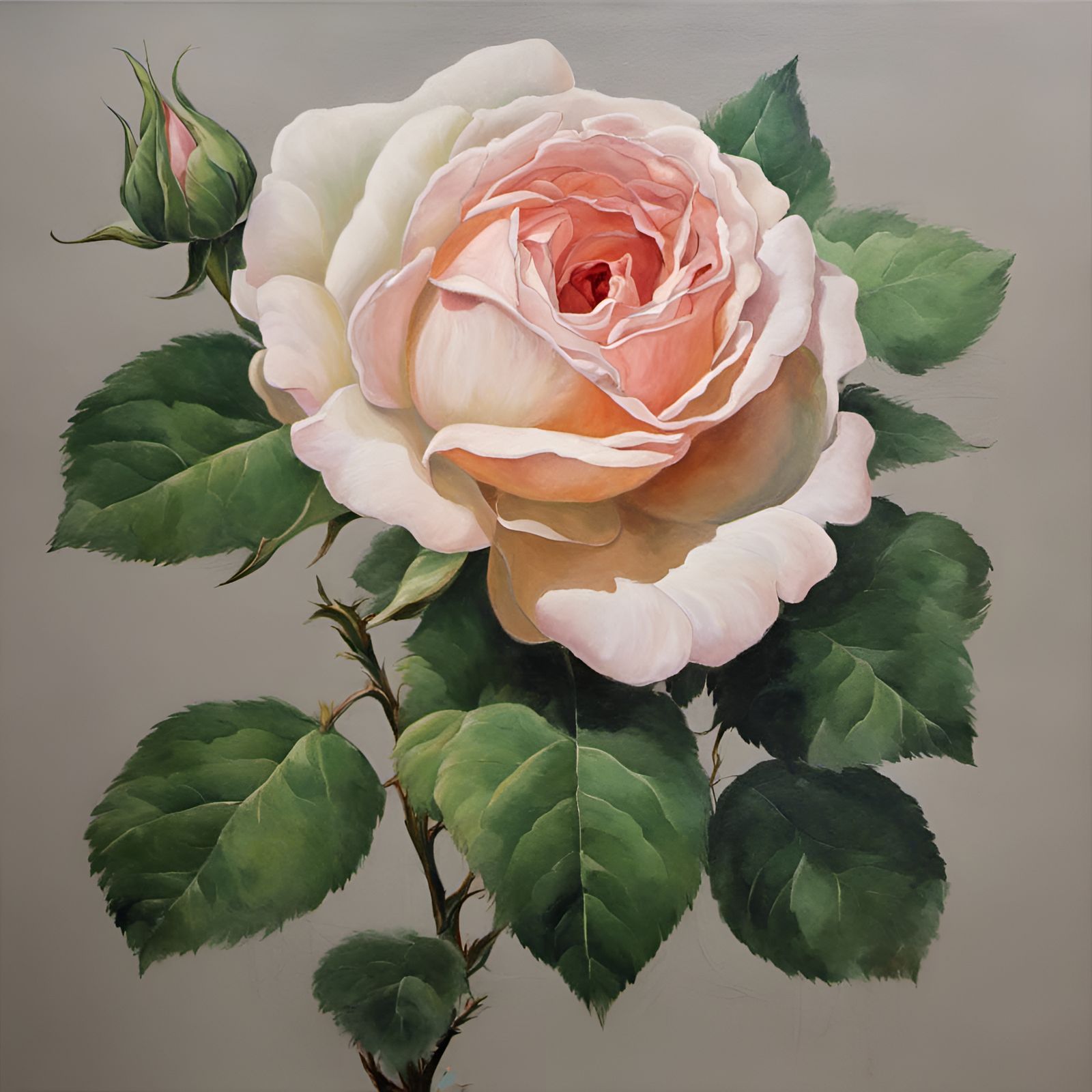 a perfect rose with some green leaves