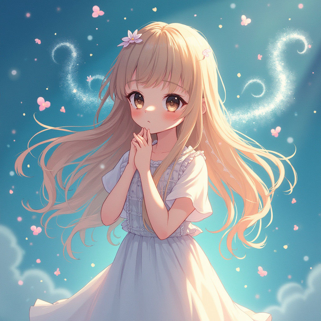 Mystical Anime Girl in Dreamy Watercolor Style