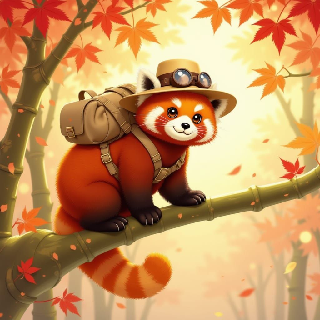 Red Panda Explorer in Autumn Woods
