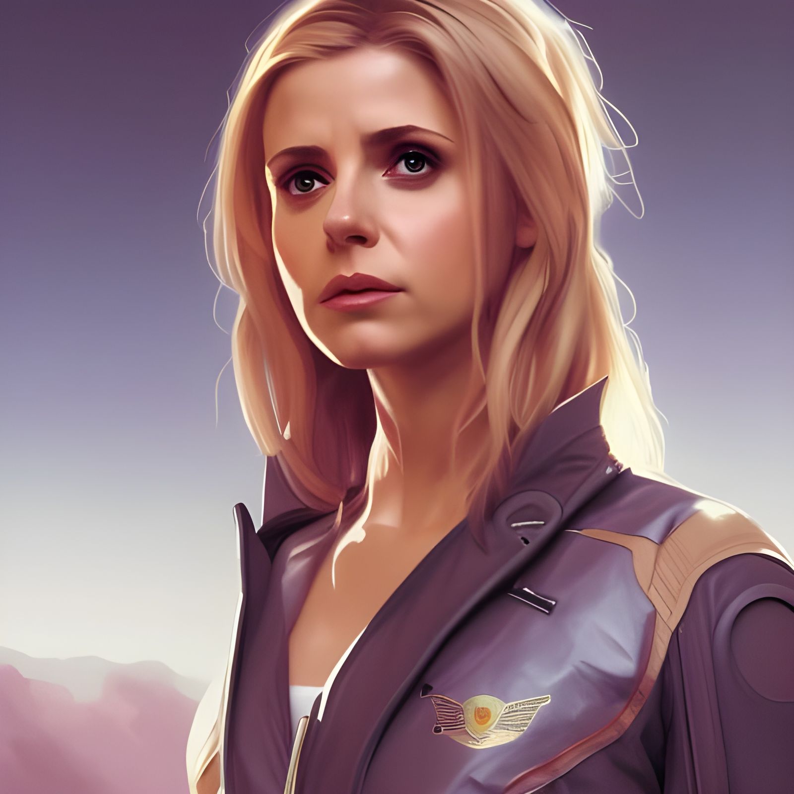 Buffy as Fighter Pilot: Hyperdetailed Artstation Portrait