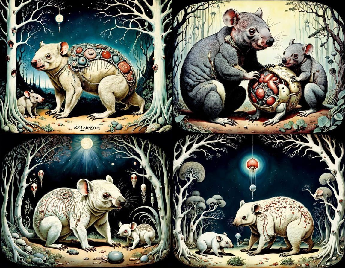 Surreal Australian Homunculus Embryo in Deep, Vivid Colors