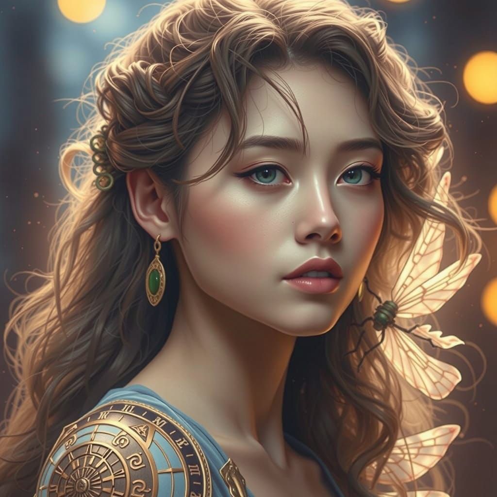 Eurasian Warrior Goddess with Dragonfly Wings