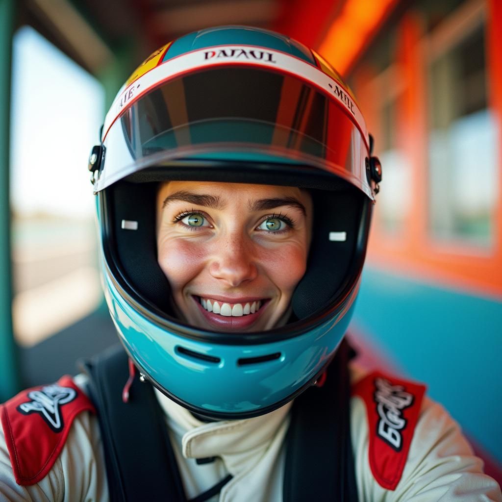 Formula 1 Pilot Selfie with Green Eyes