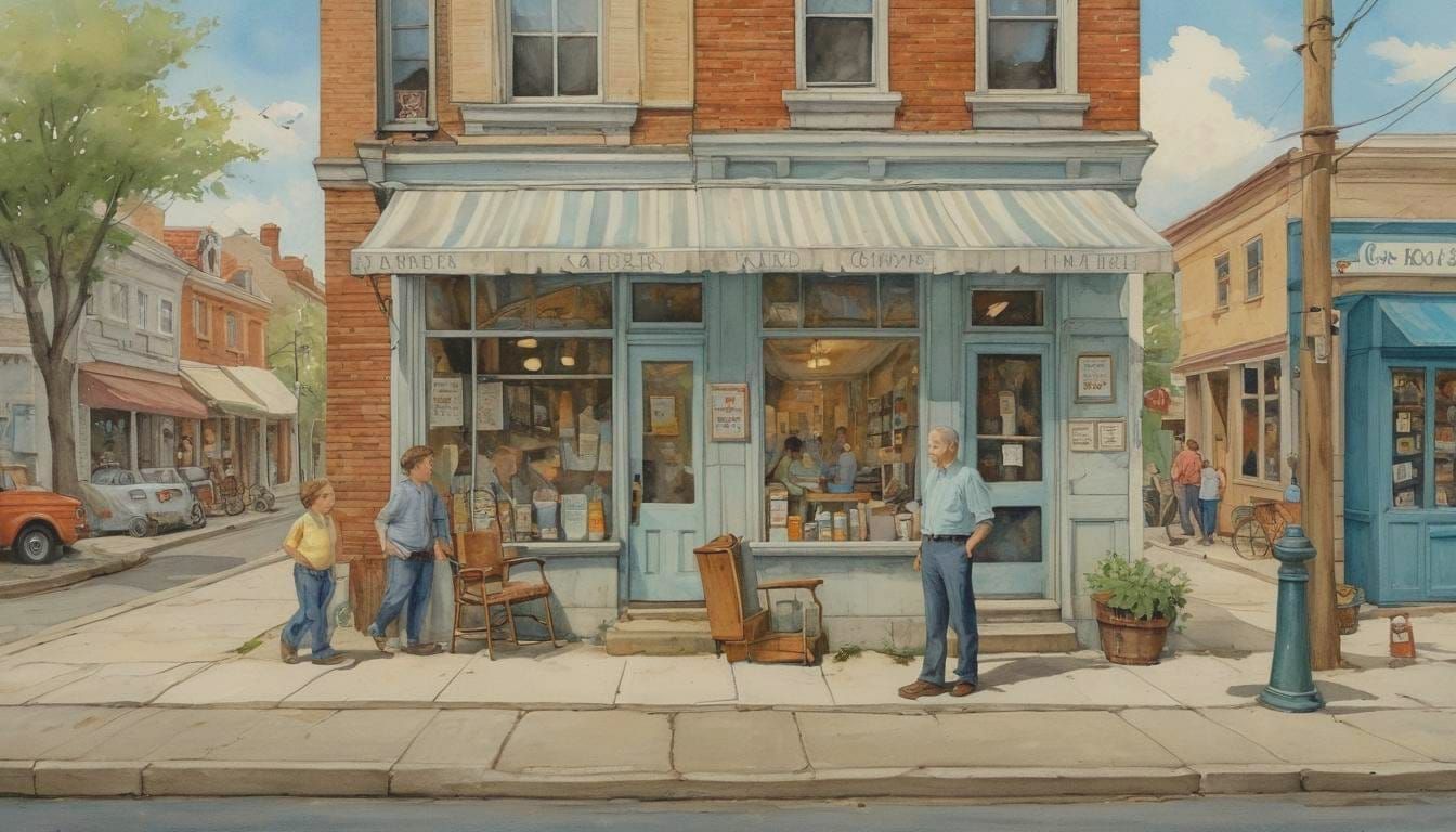 Penny Lane Barbershop: Nostalgic Community Scene