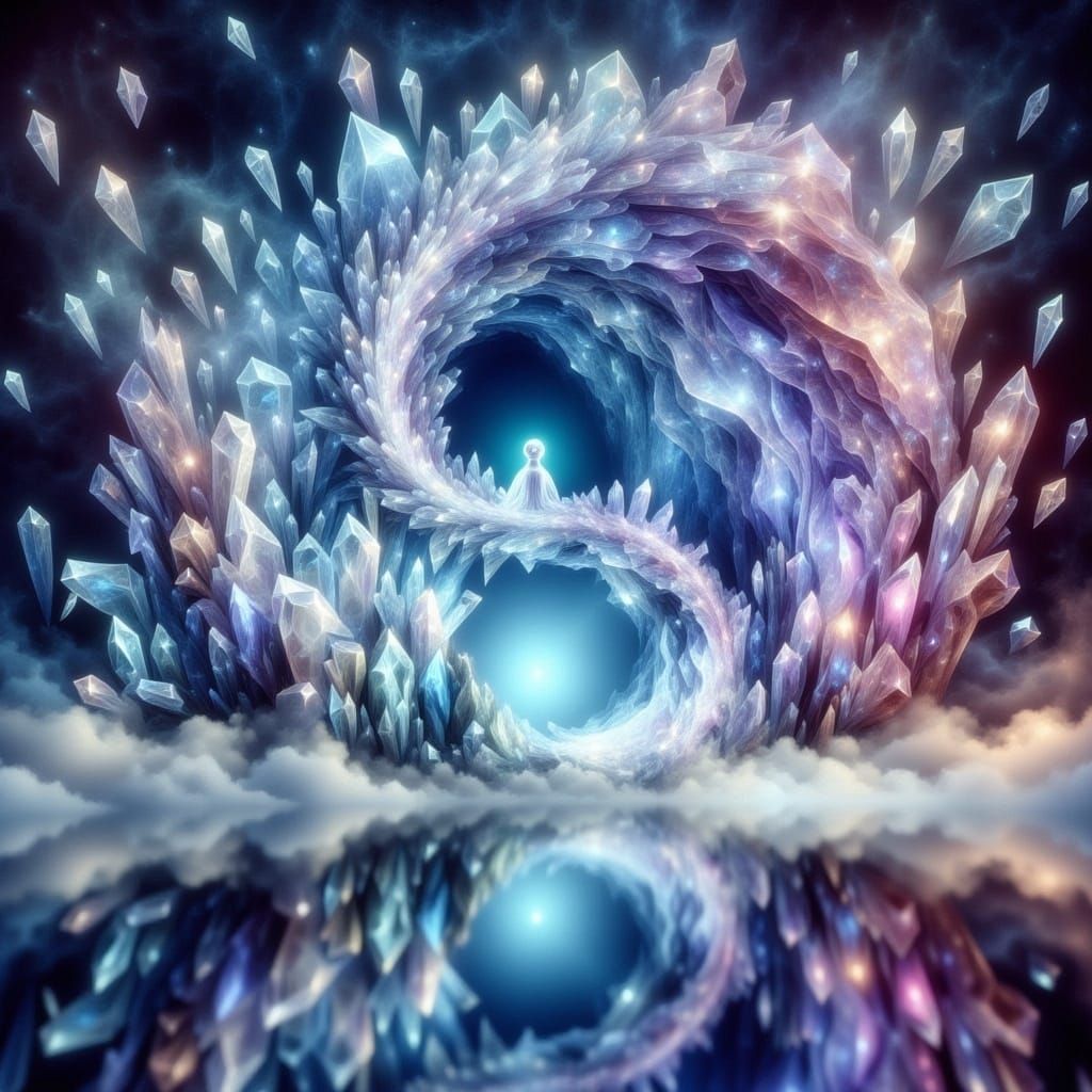 Crystal Elemental Snake Dissolving Into Gemstones