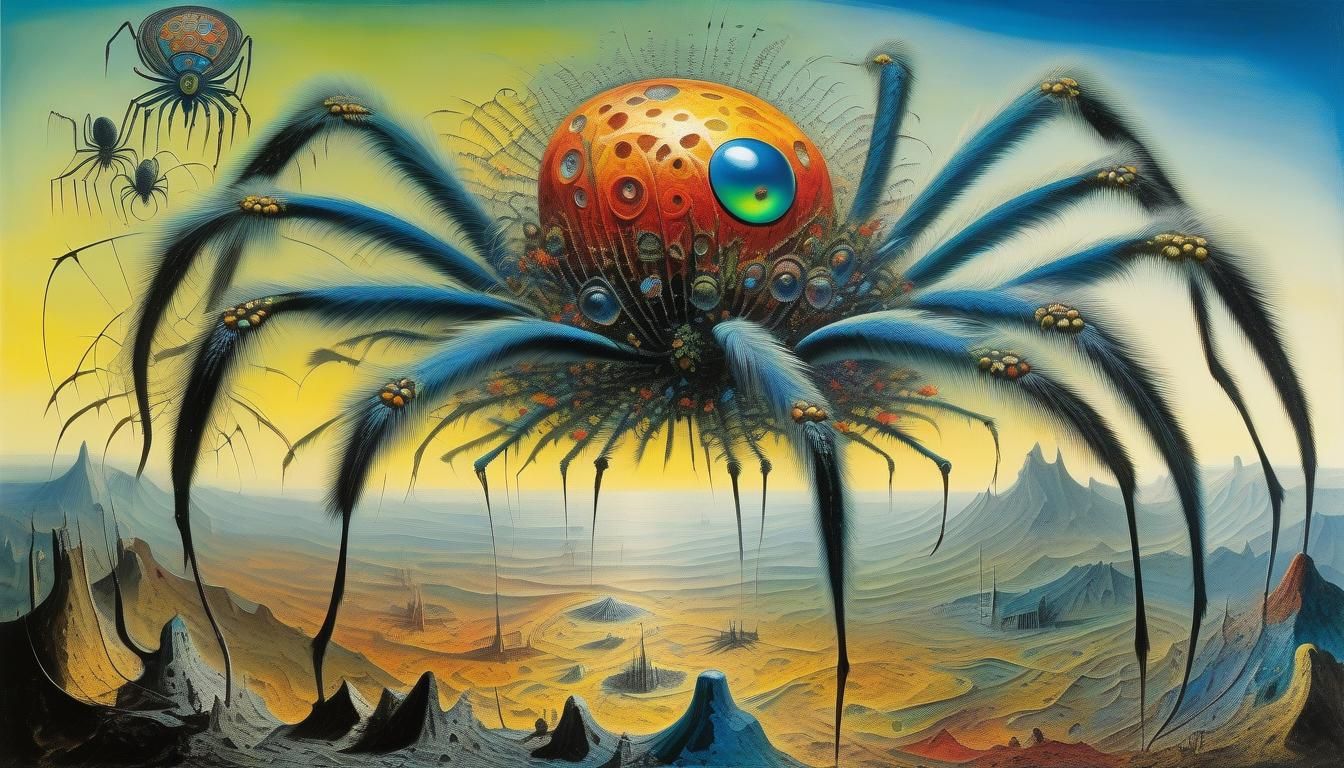 Feathered Flower Spider in Surrealist Style