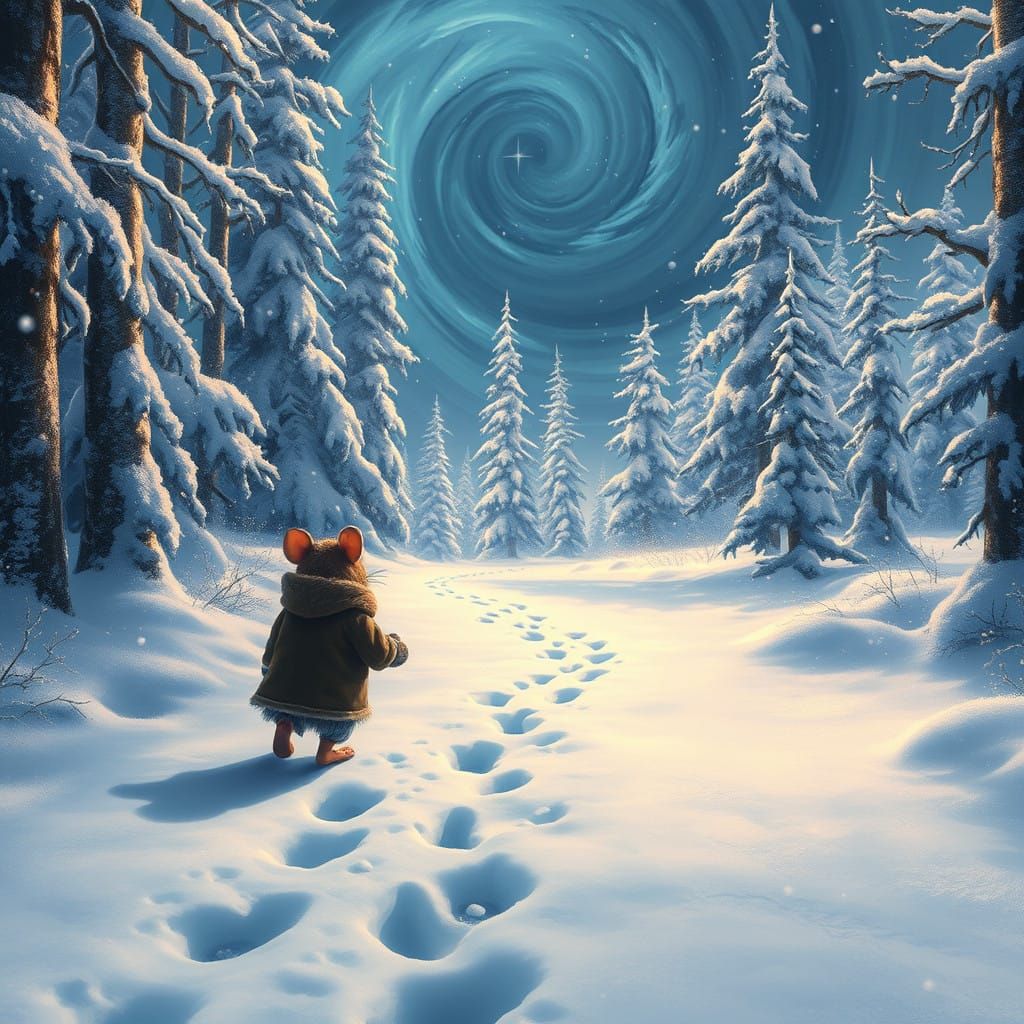 Snowy Forest Path in a Fantasy Landscape