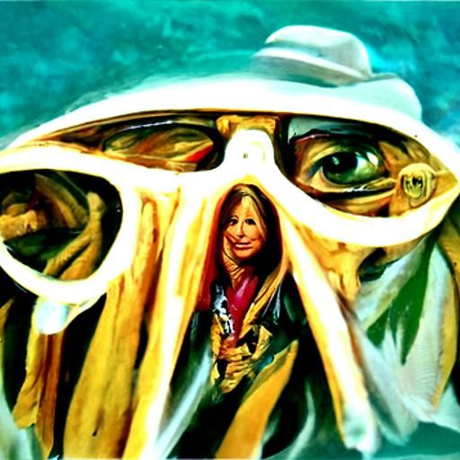 Surreal Barbara Streisand Painting in Fear and Loathing Styl...