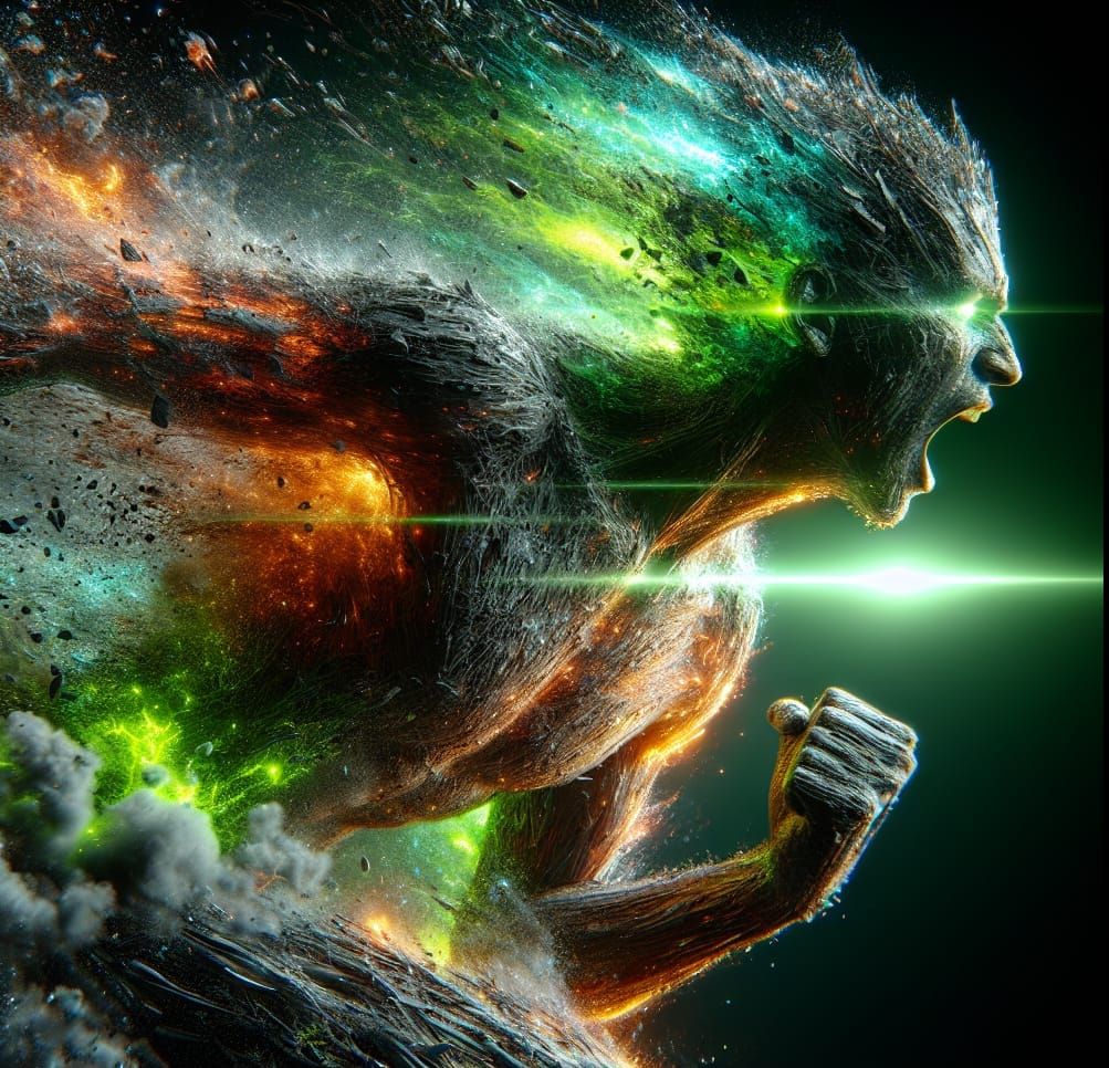 Faceless Hero's Neon Flight in Fantasy Setting