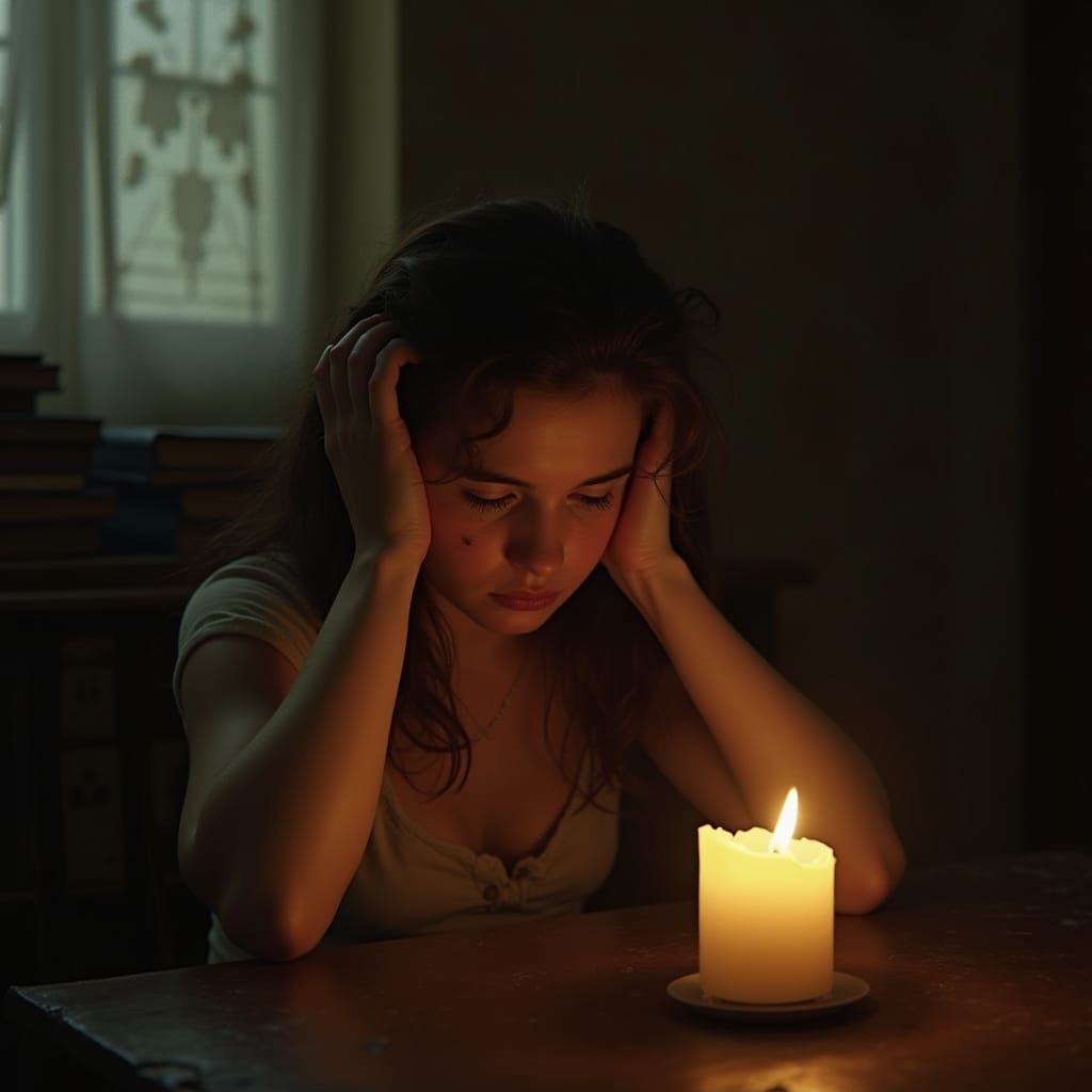 Melancholic Portrait of a Heartbroken Young Woman