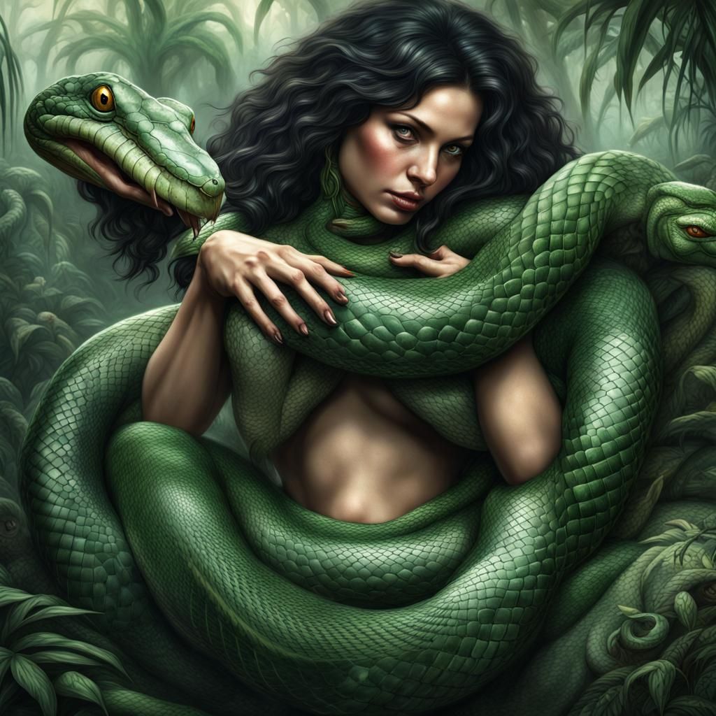 Jungle Guardian: Woman and Emerald Serpents