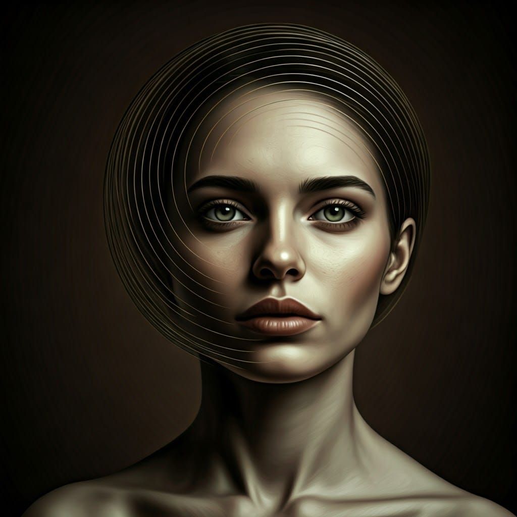 Surreal Portrait: Dissolving Identity in Abstract Spirals