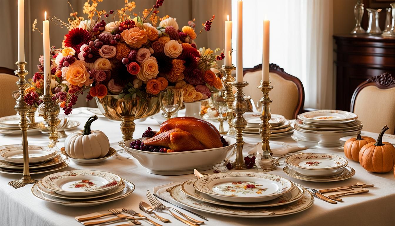 Elegant Thanksgiving Tablescape with Floral Display