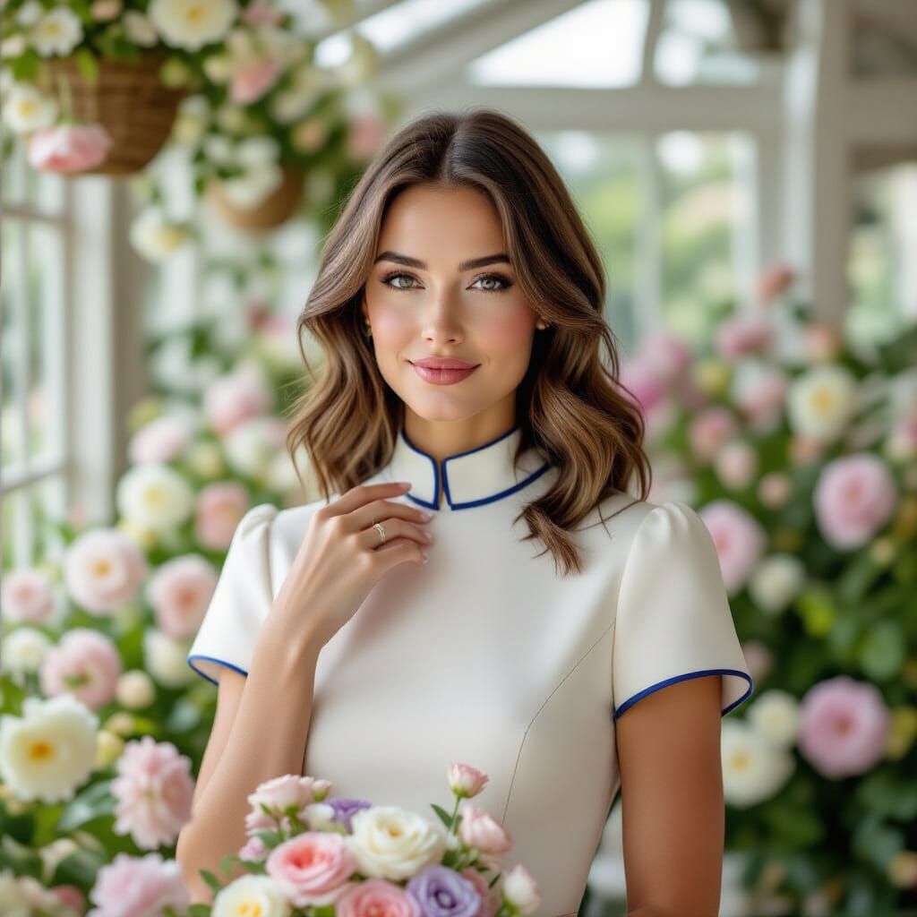 A striking portrait photograph captures a woman gracefully p...