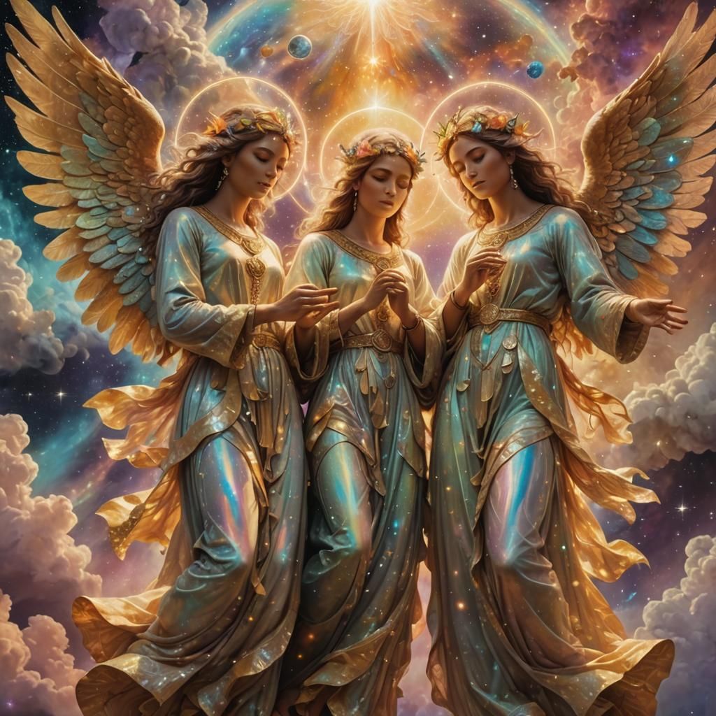 Angelic Beings Manifesting Miracles in Cosmic Astral Art